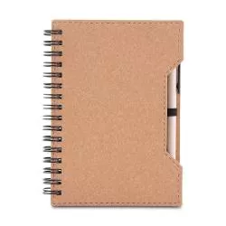 Bloco/ Caderno A6 Capa Ecológica Sem Pauta com Caneta Personalizado Barato