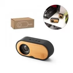 Caixa de Som Bluetooth com Detalhe em Bambu Personalizada 