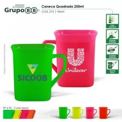 Caneca Plástica Quadrada Personalizada Barato