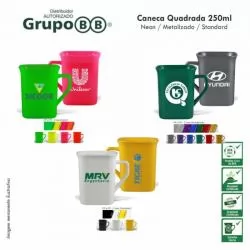 Caneca Plástica Quadrada Personalizada 