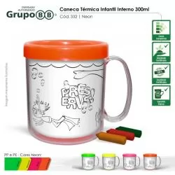 Caneca Plástica Térmica com Refil para Colorir Personalizada Barato