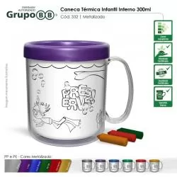 Caneca Plástica Térmica com Refil para Colorir Personalizada Barato