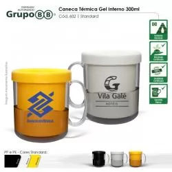 Caneca Plástica Térmica Parede Dupla e Gel Colorido Personalizada Barato