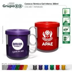 Caneca Plástica Térmica Parede Dupla e Gel Colorido Personalizada Barato