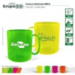 Caneca Plástica Translúcida Personalizada Barato