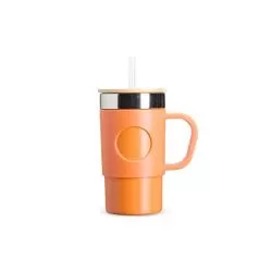 Caneca Térmica Inox Tampa Bambu Detalhe Plástico Personalizada Barato