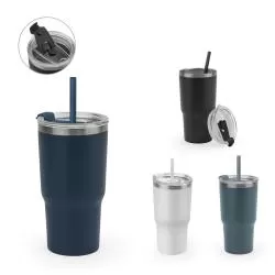 Copo de Viagem Compacto em Aço Inox Reciclado Personalizado 