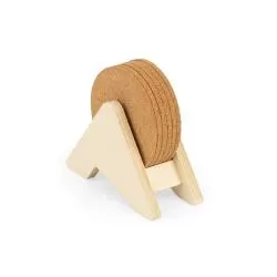 Porta Copos em Madeira com 6 bases em Cortiça Personalizada Barato