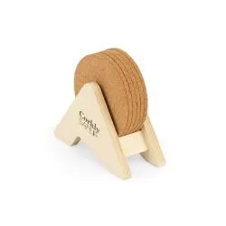 Porta Copos em Madeira com 6 bases para Copos em Cortiça Personalizada Barato