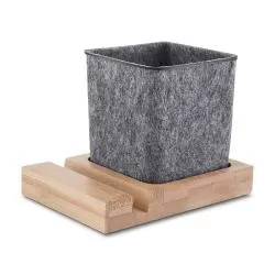 Suporte para Celular em Bambu com Porta Objetos Personalizado Barato